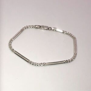 Vtg Sterling Silver Twisted Segment Chain Bracelet 7.6”